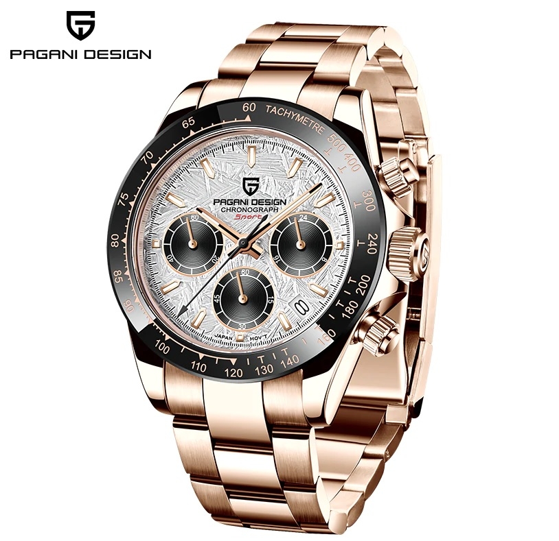 Pagani Design PD-1644 Daytona Top Brand Luxury Watch Men Chronograph New Hot Men's Watches Quartz Business watch Mens Watches - Meteorite Gold